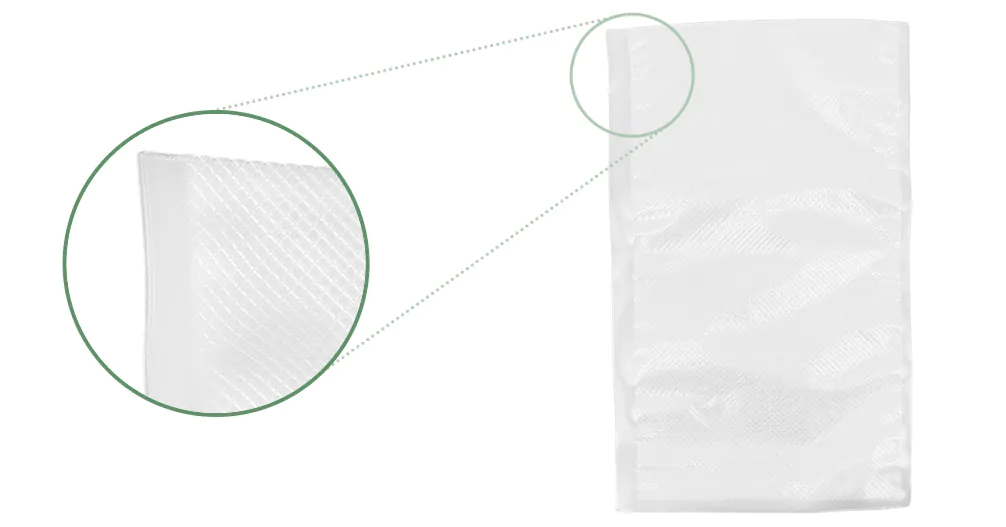 Embossed detail of domestic vacuum bags